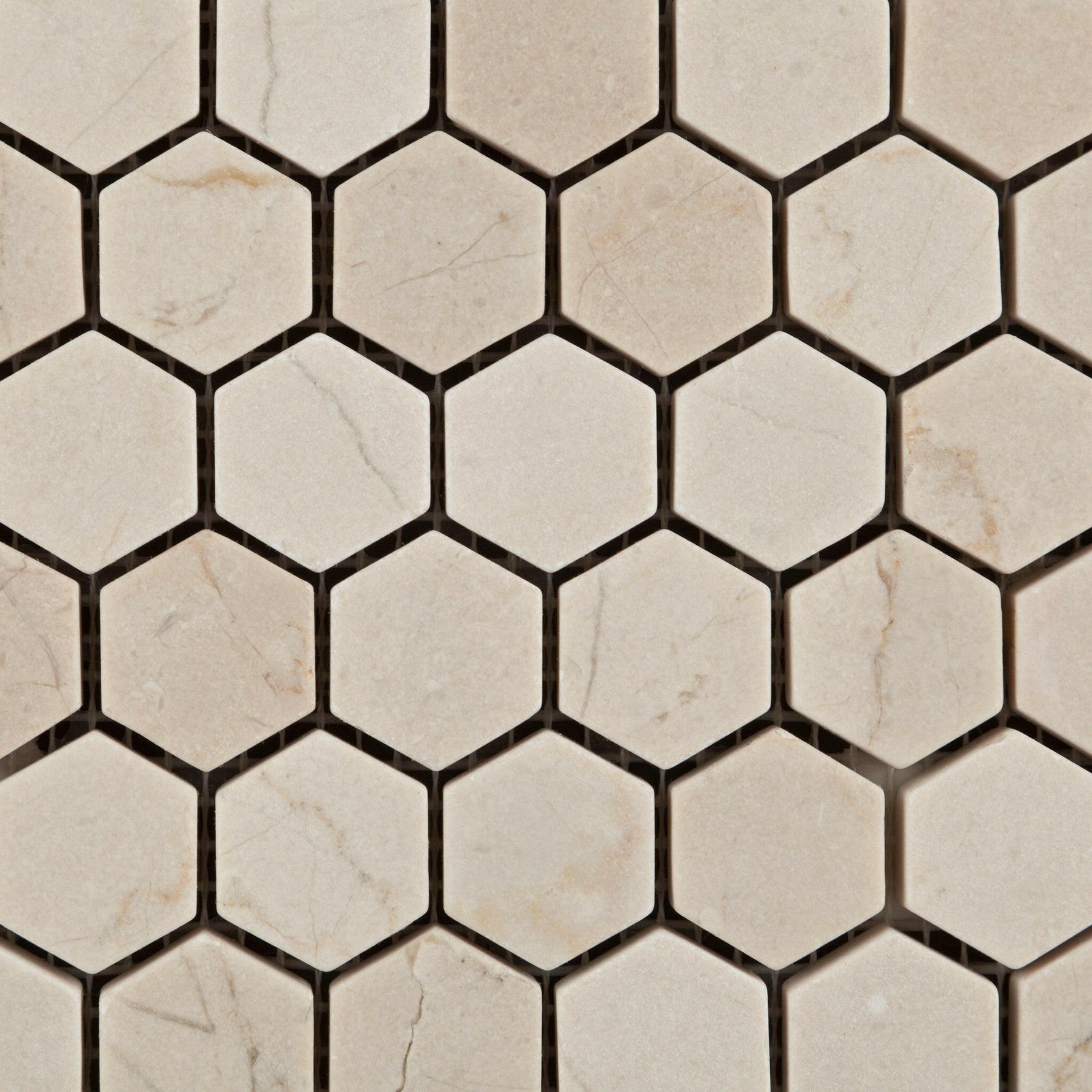 Crema Marfil Marble Tumbled 1" Mini Hexagon Mosaic Tile-Marble Mosaic-American Tile Depot