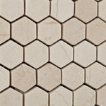 Crema Marfil Marble Tumbled 1" Mini Hexagon Mosaic Tile-Marble Mosaic-American Tile Depot