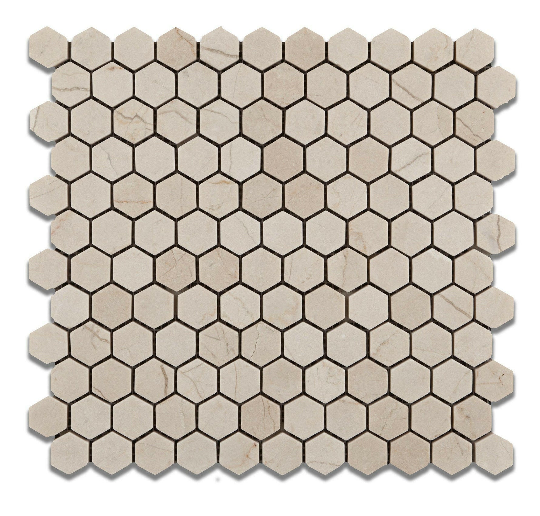 Crema Marfil Marble Tumbled 1" Mini Hexagon Mosaic Tile-Marble Mosaic-American Tile Depot