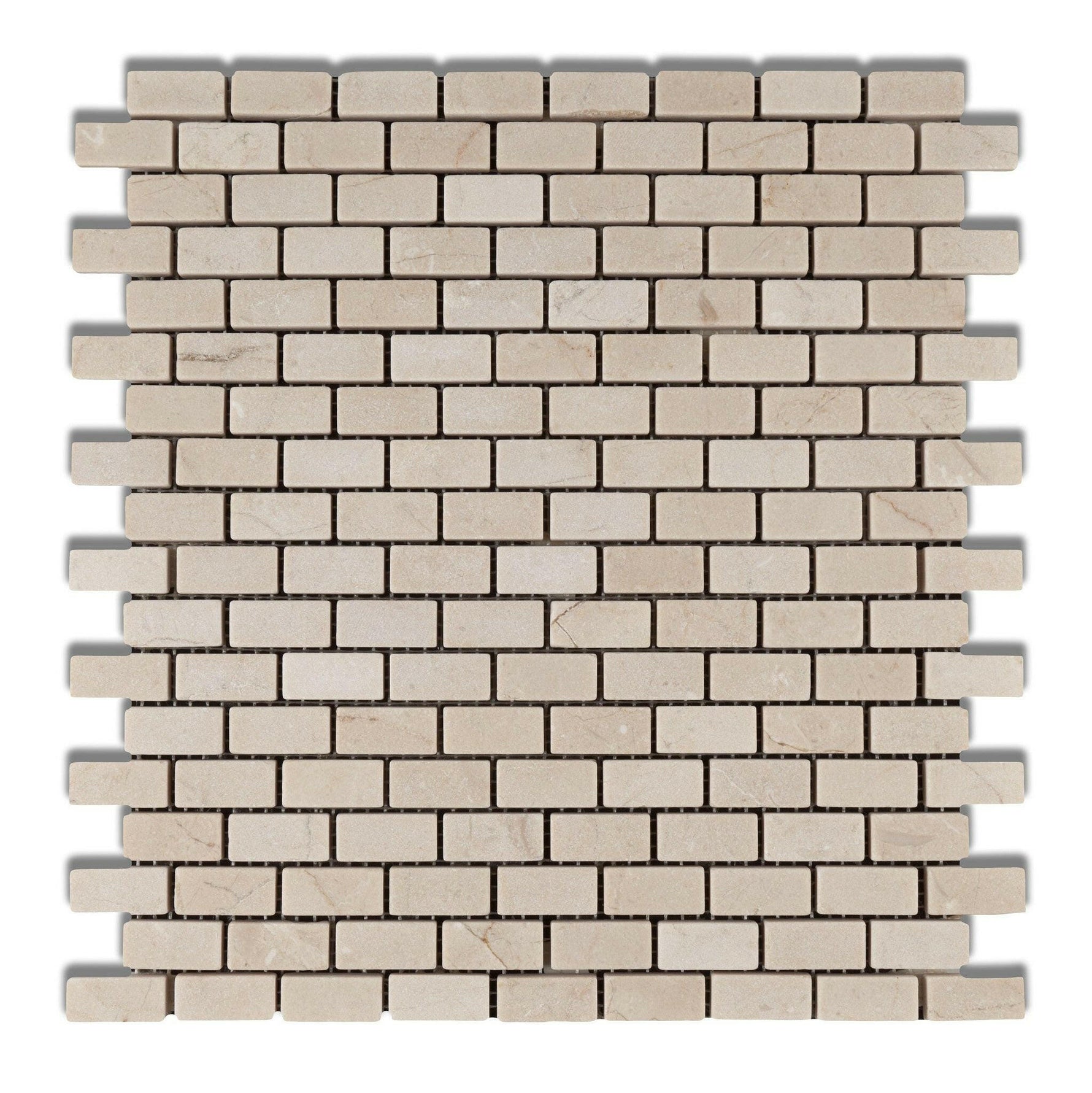 Crema Marfil Marble Tumbled Baby Brick Mosaic Tile-Marble Mosaic-American Tile Depot