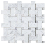 Precious Stone Cross Loft Polished Basketweave Marble Mosaic Tile