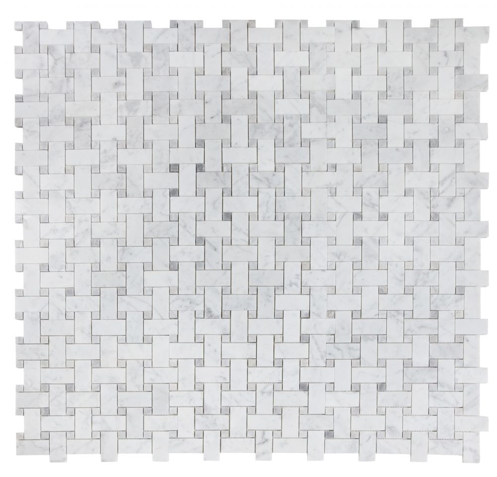 Sample of Precious Stone Cross Loft Polished Basketweave Marble Mosaic Tile-Sample-American Tile Depot