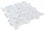 Precious Stone Cross Loft Polished Basketweave Marble Mosaic Tile-Marble Mosaic-American Tile Depot