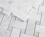 Sample of Precious Stone Cross Loft Polished Basketweave Marble Mosaic Tile-Sample-American Tile Depot