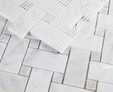 Precious Stone Cross Loft Polished Basketweave Marble Mosaic Tile