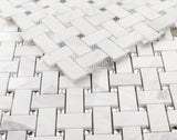 Sample of Precious Stone Cross White Basketweave Mosaic Wall Tile-Sample-American Tile Depot