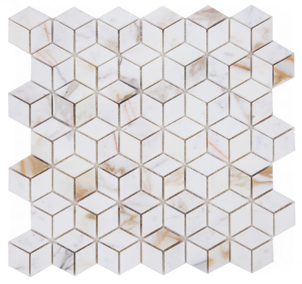 Sample of Precious Stone Cubic Calacatta Gold Polished Diamond Marble Mosaic Tile-Sample-American Tile Depot