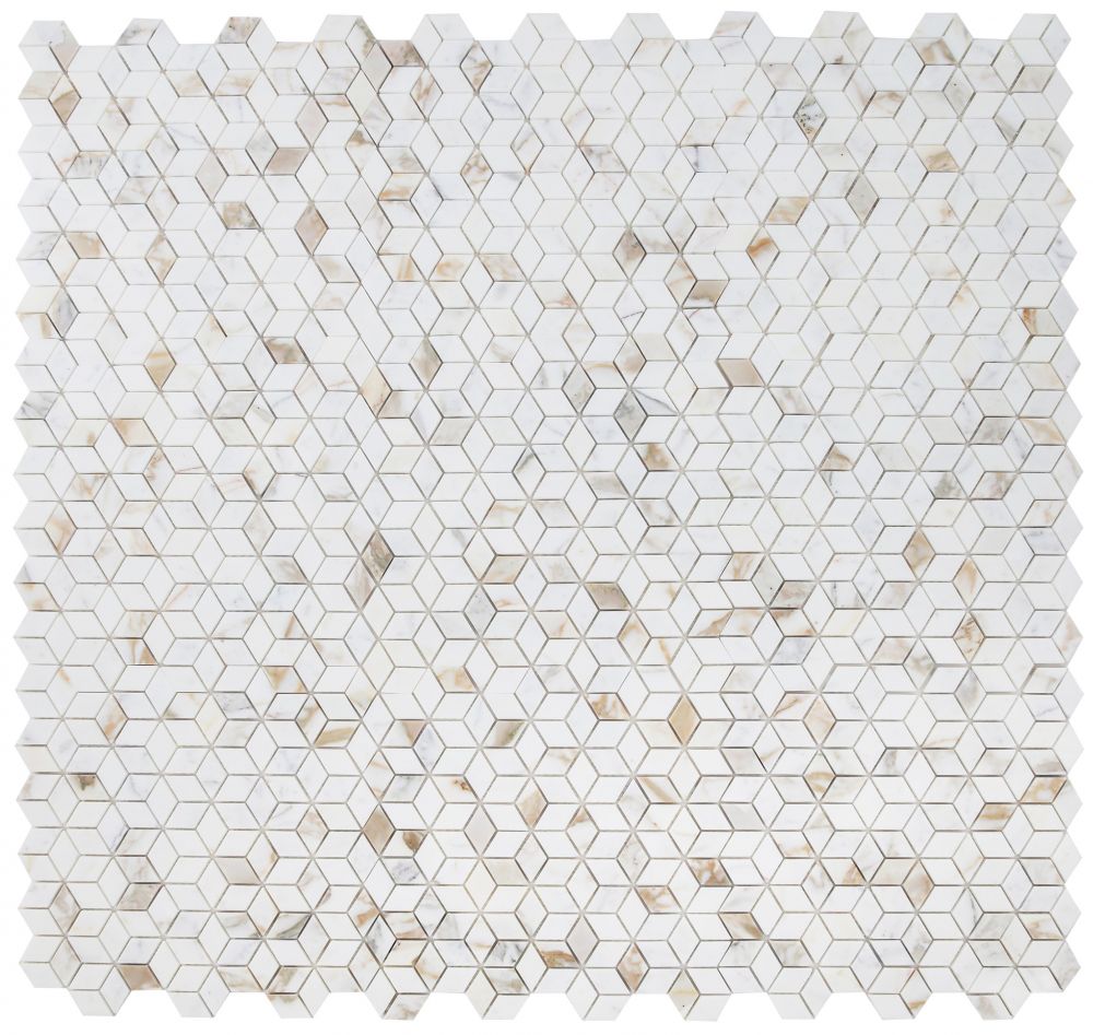 Sample of Precious Stone Cubic Calacatta Gold Polished Diamond Marble Mosaic Tile-Sample-American Tile Depot