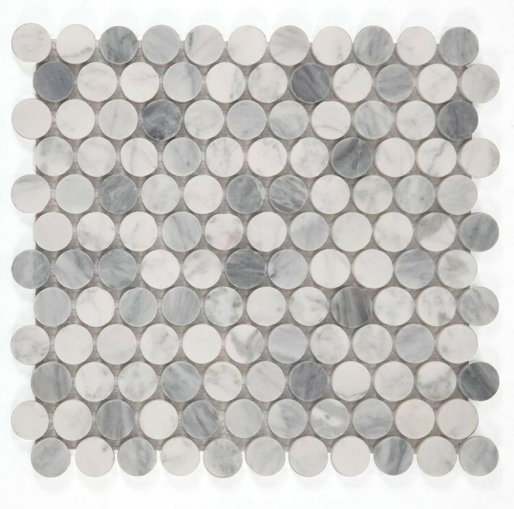 Curvus Dusk Honed Circular Marble Mosaic Tile-Marble Mosaic-American Tile Depot