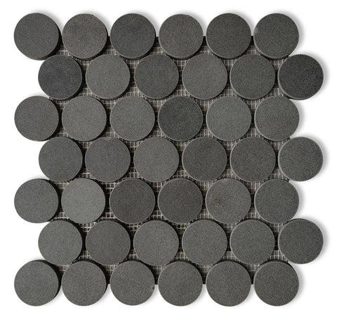 Sample of 2 x 2 Curvus Basalt Large Honed Circular Marble Mosaic Tile-Sample-American Tile Depot