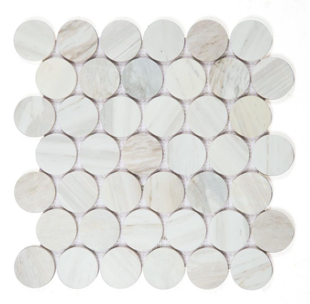 Sample of 2 x 2 Curvus Eura Large Honed Circular Marble Mosaic Tile-Sample-American Tile Depot