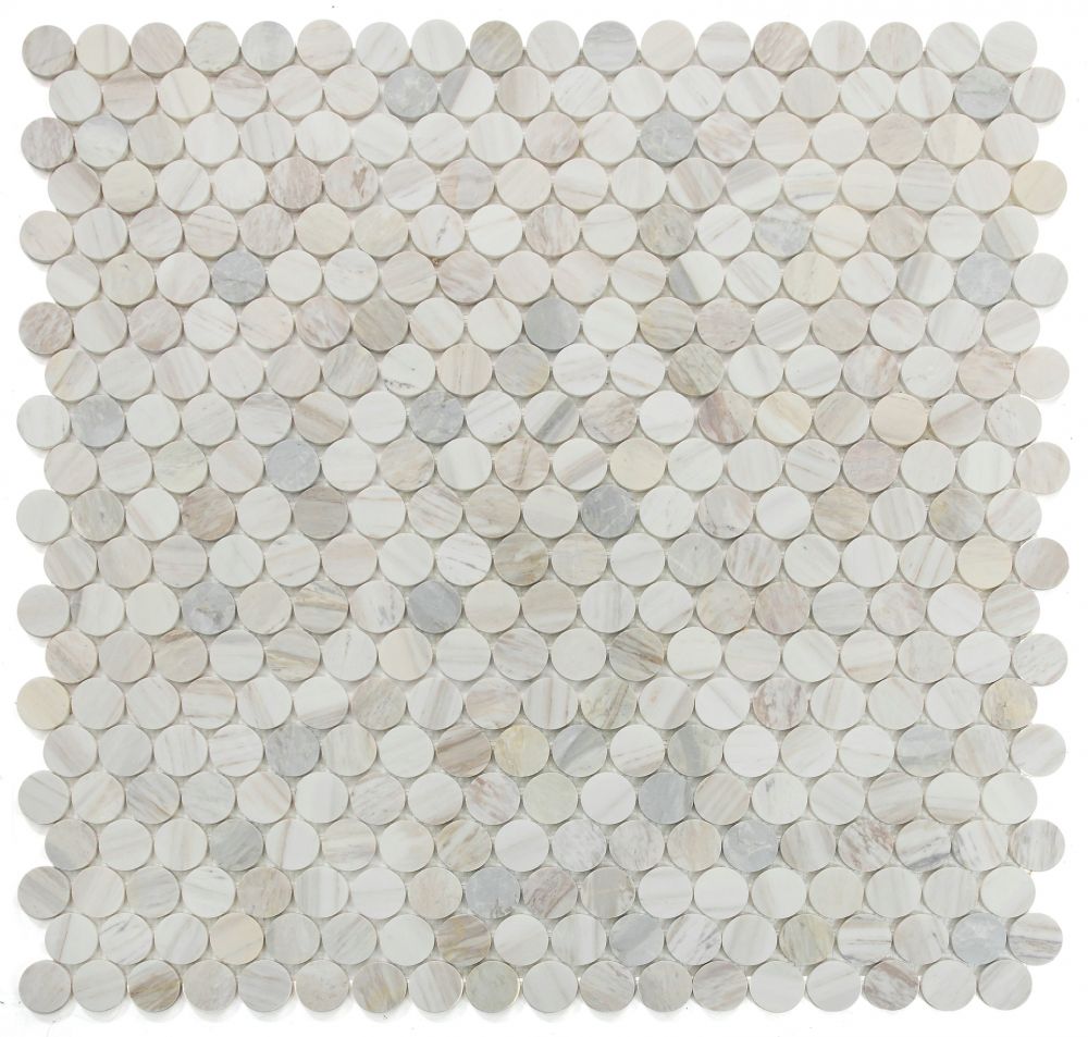 Sample of 2 x 2 Curvus Eura Large Honed Circular Marble Mosaic Tile-Sample-American Tile Depot