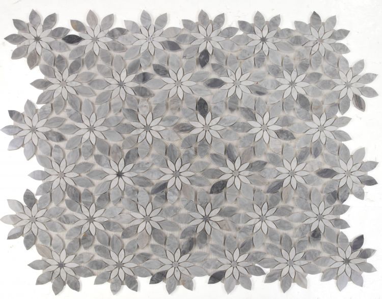 Aster Bloom Dusk Polished Flower Marble Mosaic Tile-Marble Mosaic-American Tile Depot