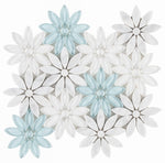 Aster Blue Flower Glass Mosaic Wall Tile-Glass Mosaic-American Tile Depot