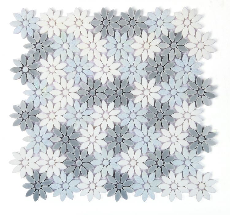 Aster Crystal Ocean Polished Flower Marble Mosaic Tile-Marble Mosaic-American Tile Depot