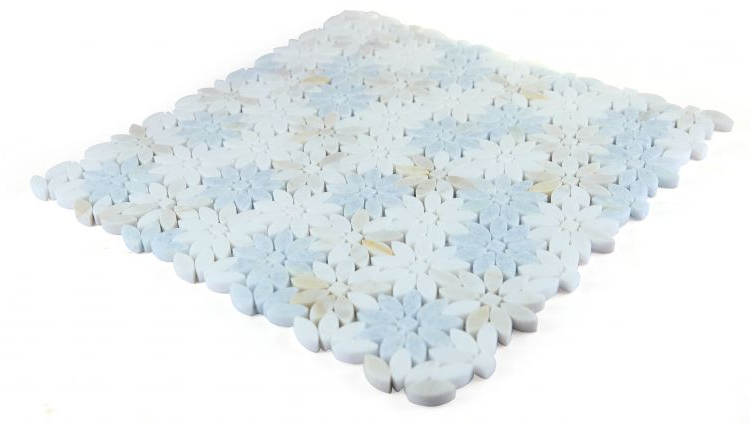 Aster Wild Marina Flower Marble Mosaic Tile-Marble Mosaic-American Tile Depot