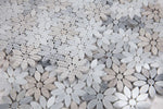 Aster Wild Sky Polished Flower Marble Mosaic Tile-Marble Mosaic-American Tile Depot