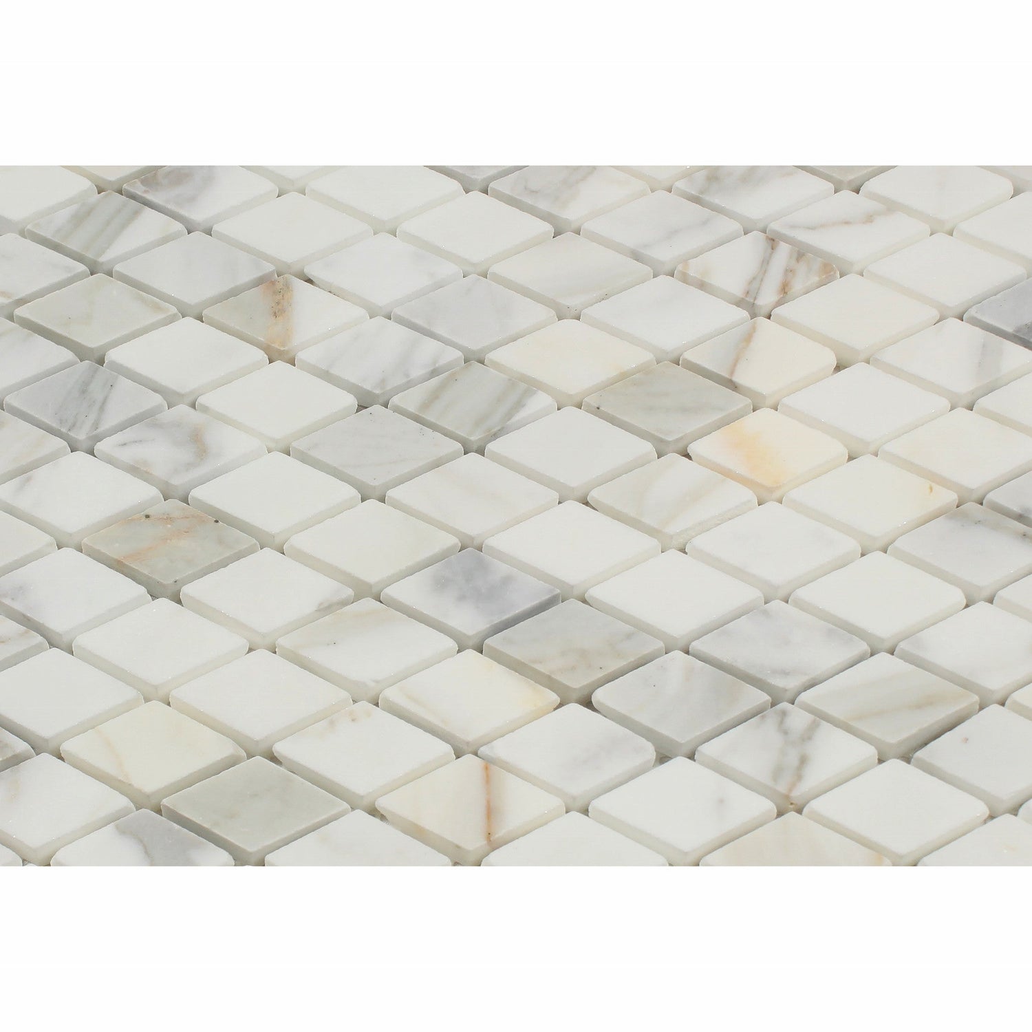 Calacatta Gold Marble Honed 1" Diamond Mosaic Tile-Marble Mosaic-American Tile Depot