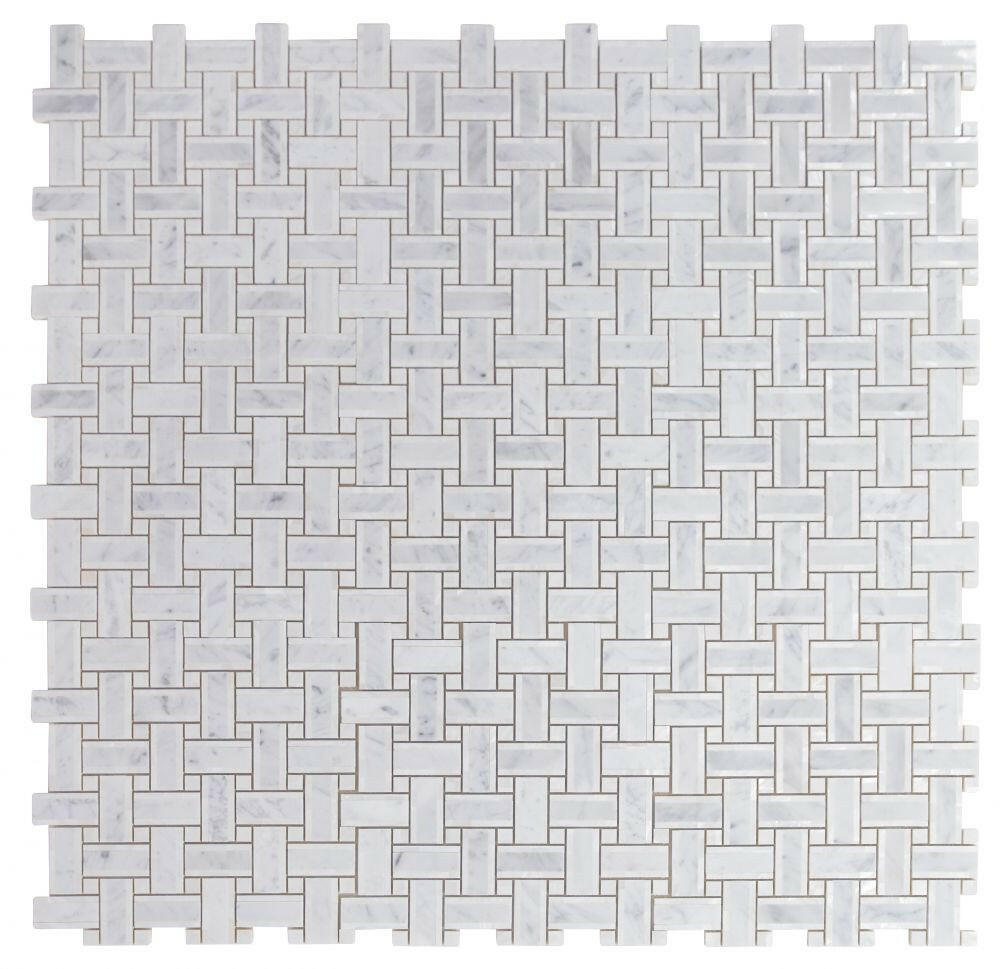 Diana Cross Carrara Basketweave Mosaic Wall Tile-Mixed Mosaic-American Tile Depot