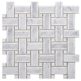 Sample of Diana Cross Carrara Basketweave Mosaic Wall Tile-Sample-American Tile Depot