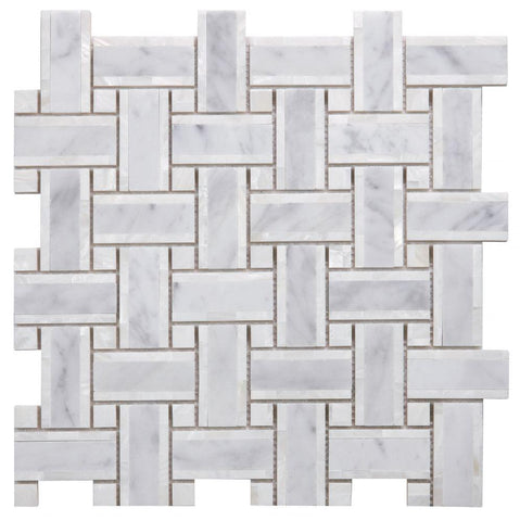 Diana Cross Carrara Basketweave Mosaic Wall Tile