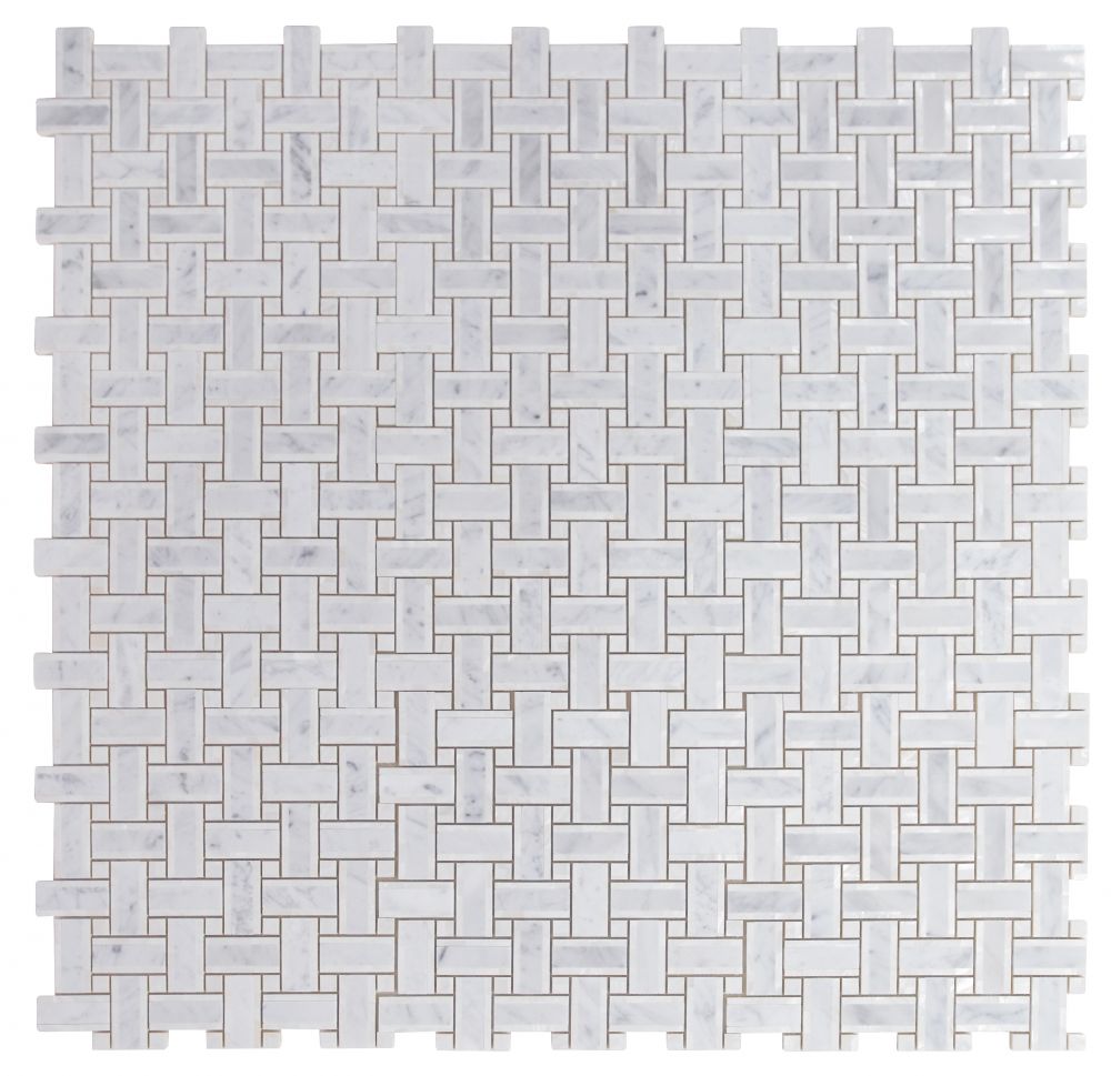 Sample of Diana Cross Carrara Basketweave Mosaic Wall Tile-Sample-American Tile Depot