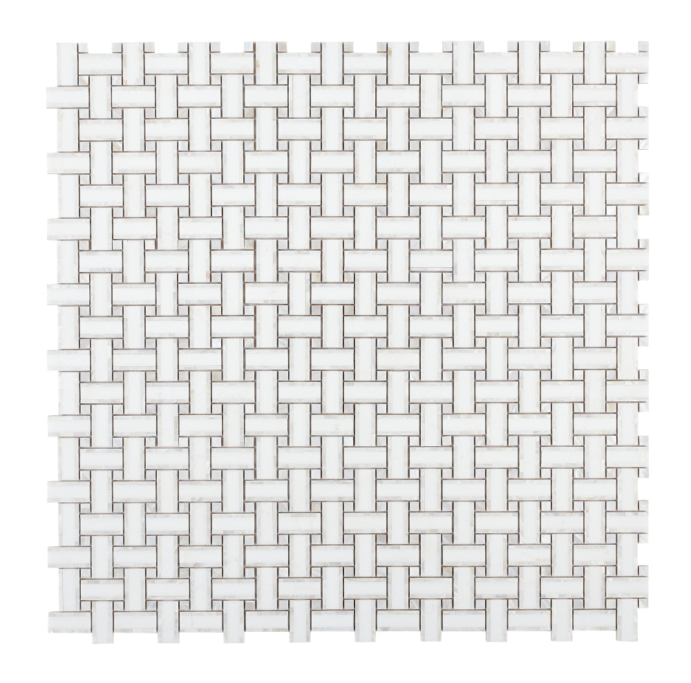 Sample of Diana Cross Thassos Basketweave Mosaic Wall Tile-Sample-American Tile Depot