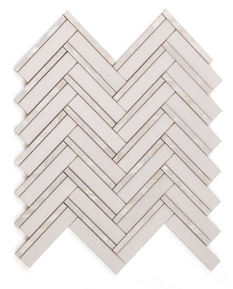 Sample of Diana Herringbone Thassos Mosaic Wall Tile-Sample-American Tile Depot