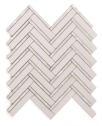 Sample of Diana Herringbone Thassos Mosaic Wall Tile-Sample-American Tile Depot