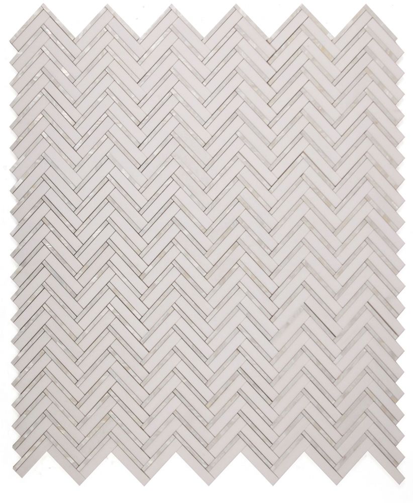 Sample of Diana Herringbone Thassos Mosaic Wall Tile-Sample-American Tile Depot