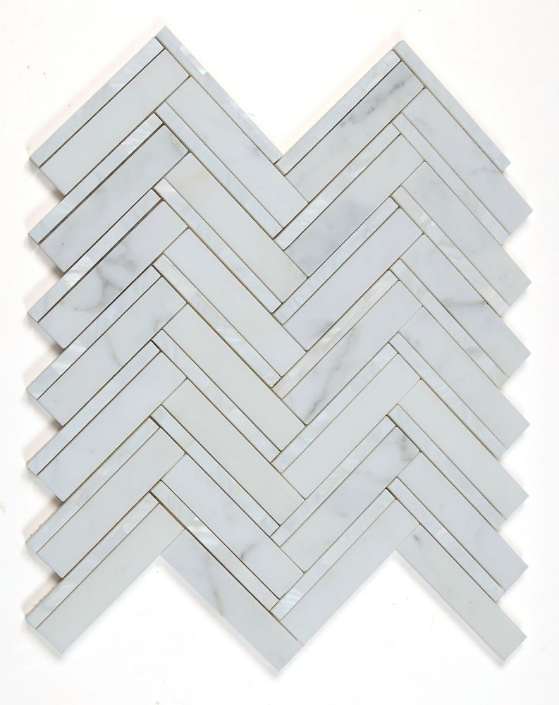 Sample of Diana Herringbone White Mosaic Wall Tile-Sample-American Tile Depot