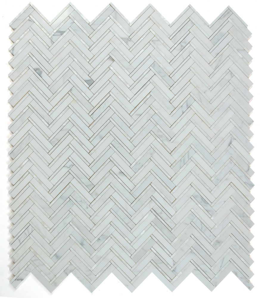 Sample of Diana Herringbone White Mosaic Wall Tile-Sample-American Tile Depot