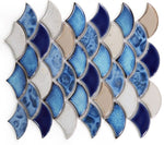 Fish Scale Blue Glossy Porcelain Mosaic Tile-Porcelain Mosaic-American Tile Depot