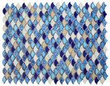 Fish Scale Blue Glossy Porcelain Mosaic Tile