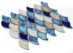 Fish Scale Blue Glossy Porcelain Mosaic Tile-Porcelain Mosaic-American Tile Depot