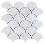 Fish Scale Carrara Polished Marble Mosaic Tile-Marble Mosaic-American Tile Depot