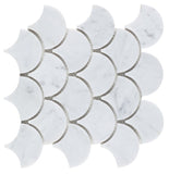 Fish Scale Carrara Polished Marble Mosaic Tile