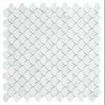 Fish Scale Carrara Polished Marble Mosaic Tile-Marble Mosaic-American Tile Depot