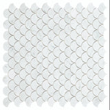 Fish Scale Carrara Polished Marble Mosaic Tile-Marble Mosaic-American Tile Depot