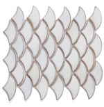 Fish Scale Fancy White Glossy Porcelain Mosaic Tile-Porcelain Mosaic-American Tile Depot