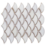 Fish Scale Fancy White Glossy Porcelain Mosaic Tile