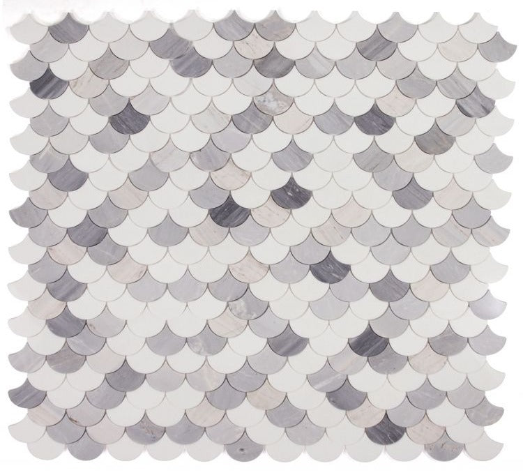 Fish Scale Palissandro Polished Marble Mosaic Tile-Marble Mosaic-American Tile Depot