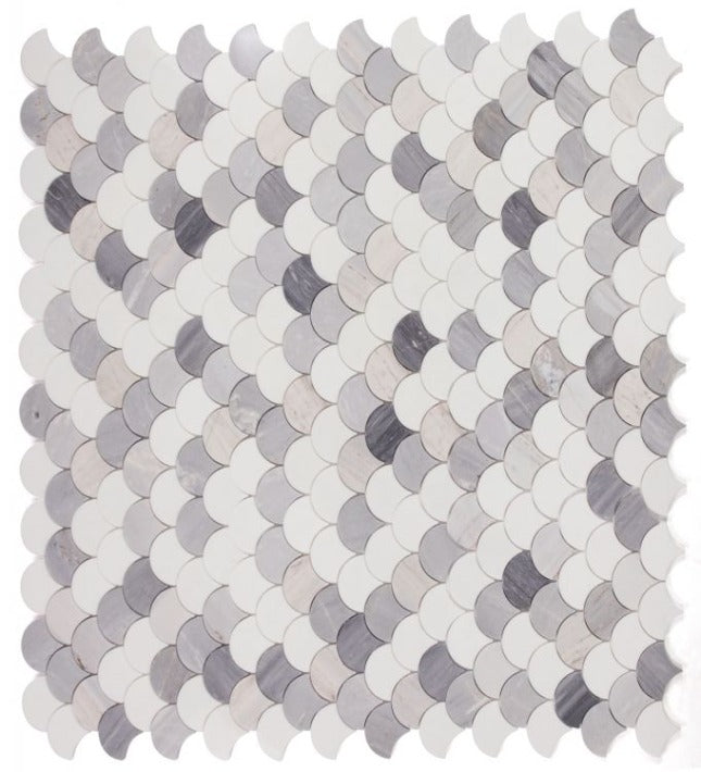 Fish Scale Palissandro Polished Marble Mosaic Tile-Marble Mosaic-American Tile Depot