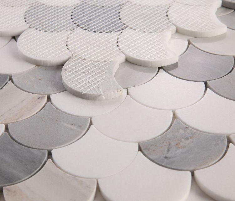 Fish Scale Palissandro Polished Marble Mosaic Tile-Marble Mosaic-American Tile Depot