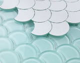 Fish Scale Mint Glossy Glass Mosaic Tile