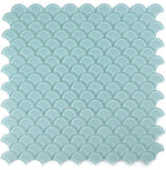 Fish Scale Mint Glossy Glass Mosaic Tile-Glass Mosaic-American Tile Depot