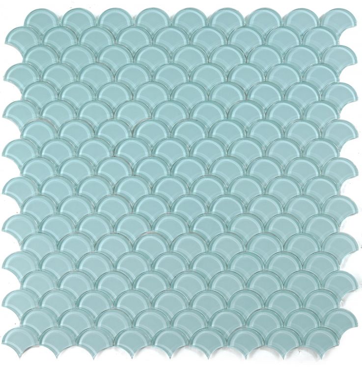 Fish Scale Mint Glossy Glass Mosaic Tile-Glass Mosaic-American Tile Depot