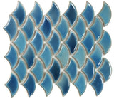 Fish Scale Navy Glossy Porcelain Mosaic Tile