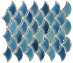 Fish Scale Navy Glossy Porcelain Mosaic Tile-Porcelain Mosaic-American Tile Depot