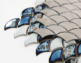 Fish Scale Ocean Glossy Porcelain Mosaic Tile
